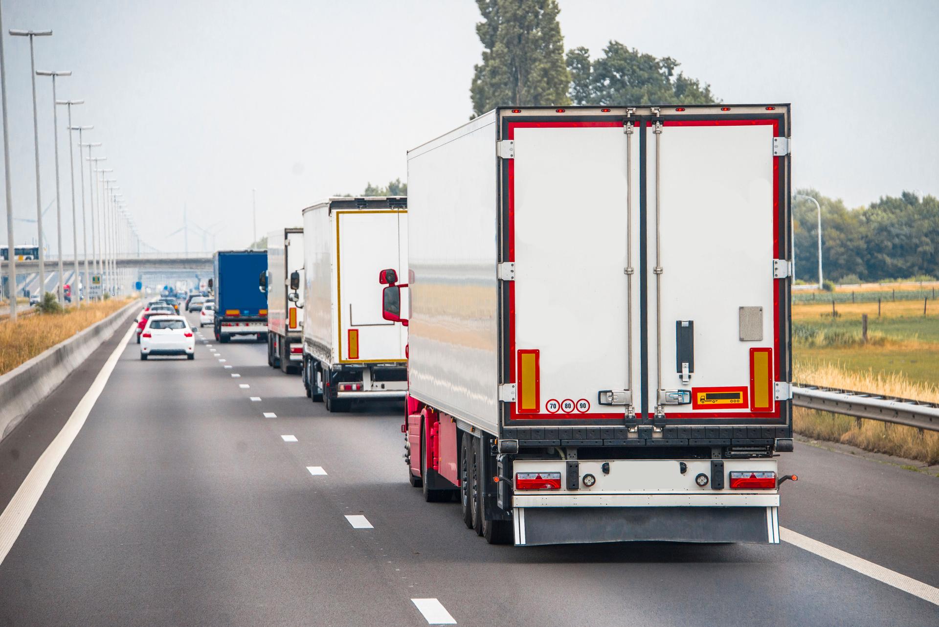 Trucks in a row